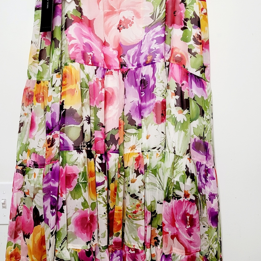 Jones New York Collection Floral Long Skirt 100% Silk